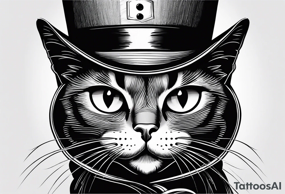 Black cat with a funny hat and a sweater tattoo idea