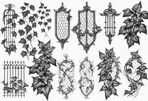 chain link fence with pointy ivy tattoo idea