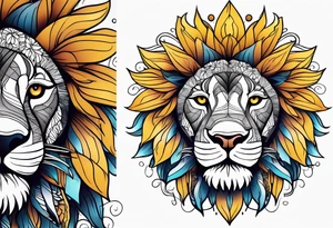 Lion top; sunflower bottom tattoo idea