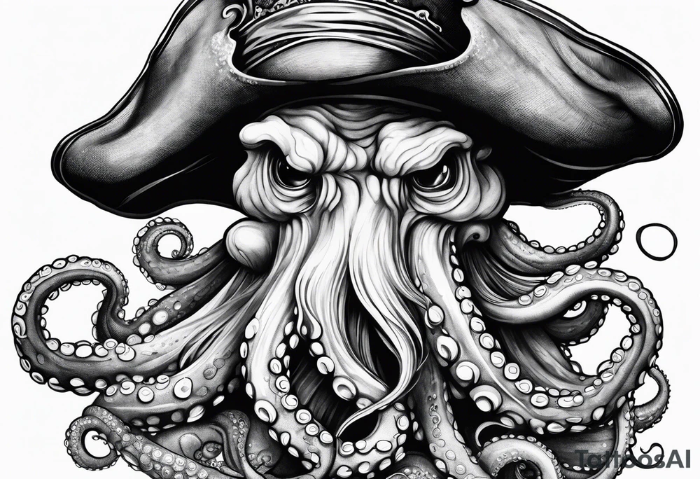 octopus wearing a pirate hat tattoo idea