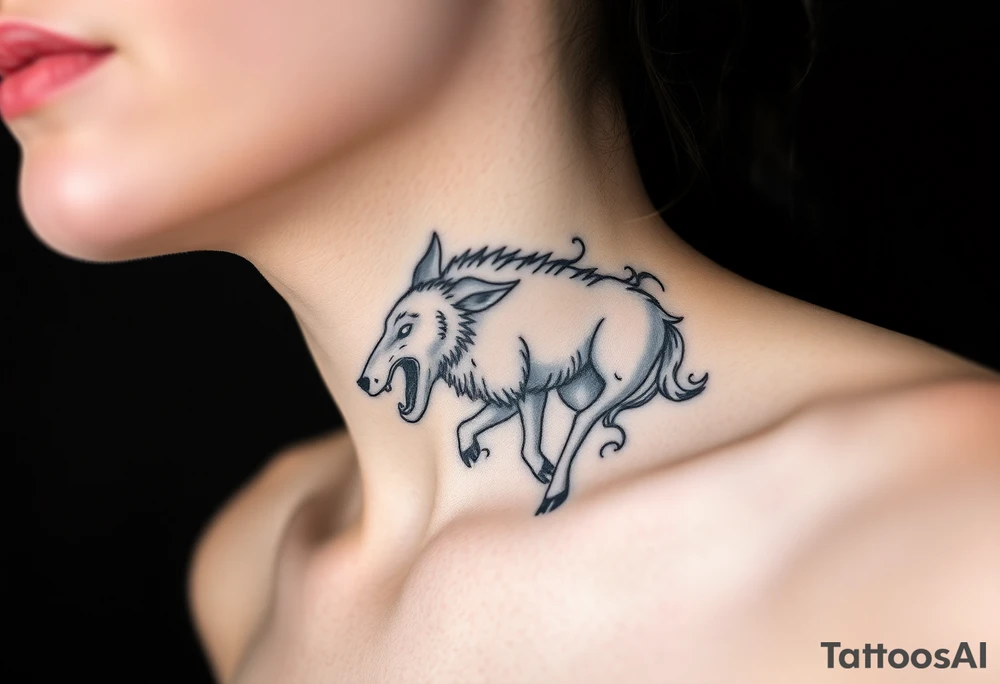 A  wolf snarling as a sheep  mystical creature tattoo idea