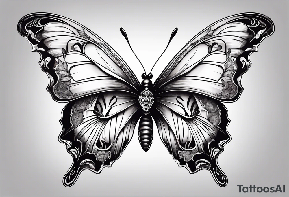 Butterfly with skull tattoo idea