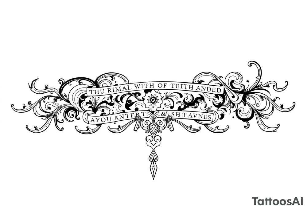 long shaman  style mytical bold line with ancient rhyme tattoo idea