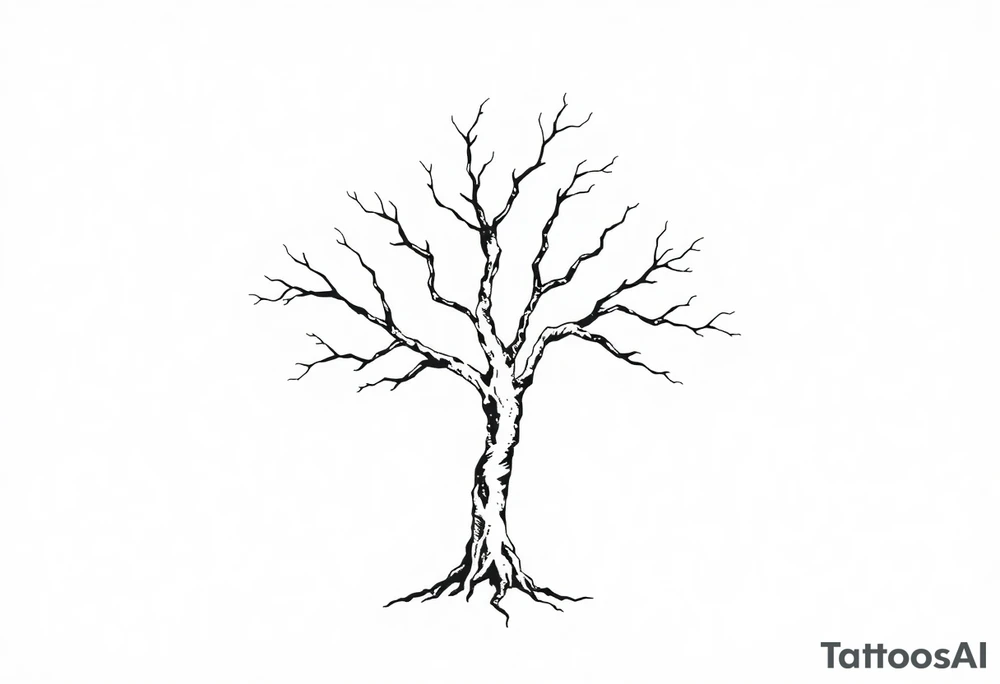 minimalist tree tattoo with 6 branches tattoo idea