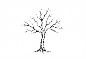 minimalist tree tattoo with 6 branches tattoo idea
