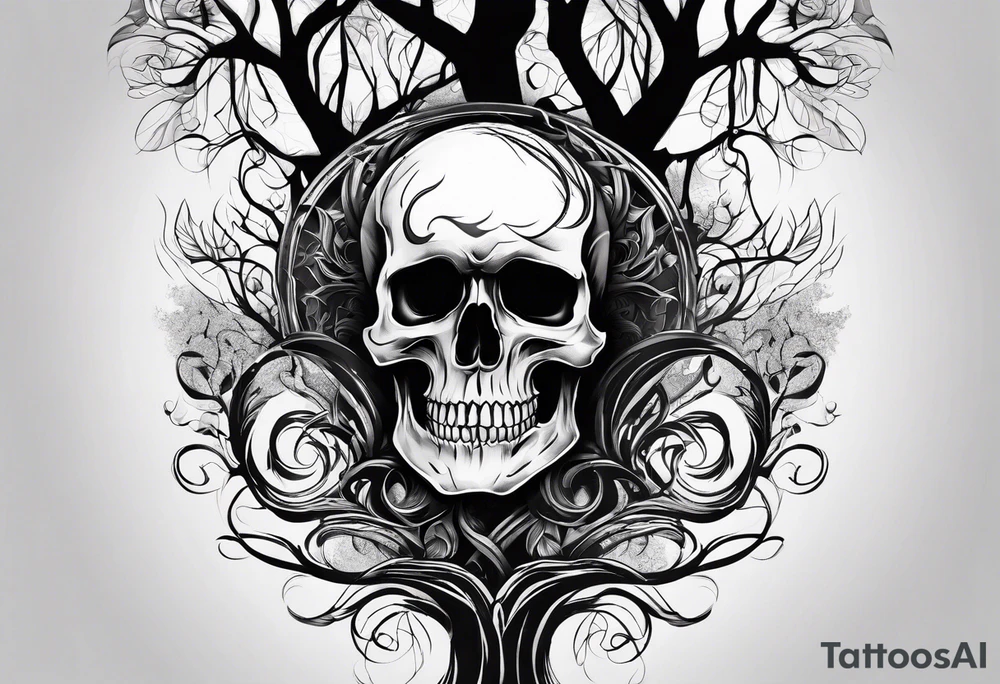 Skull tree tattoo idea