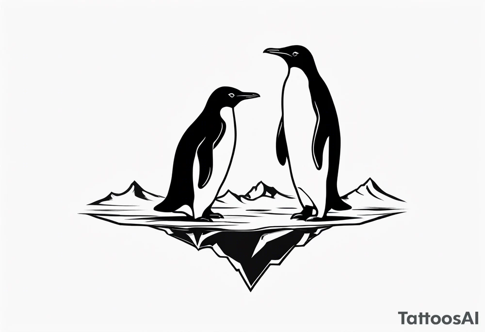 penguin standing on small iceburg tattoo idea