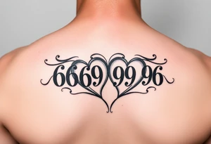Meaningful memorial tattoo for grandparents with numbers 6669 and 9696 hearts tattoo idea