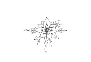 Raminho de folhas com flor de mandala tattoo idea