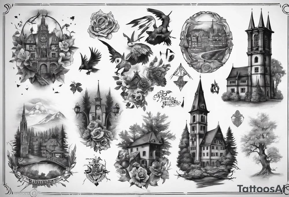 Blackforest freiburg city tattoo idea
