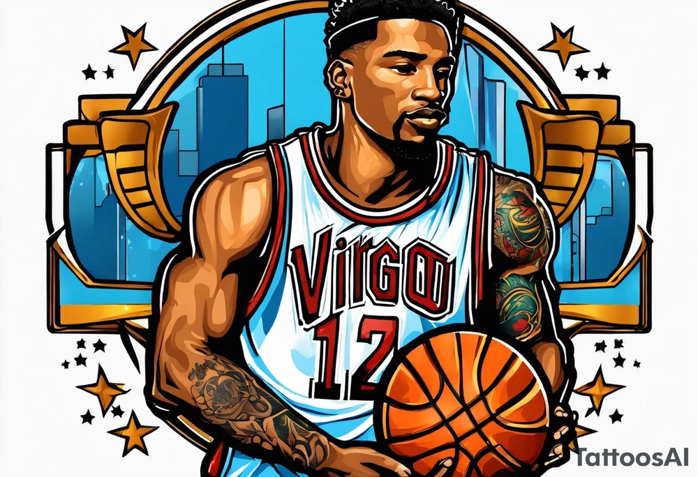 september virgo logo, birth year 2005, birth place detroit , basketball player tattoo idea
