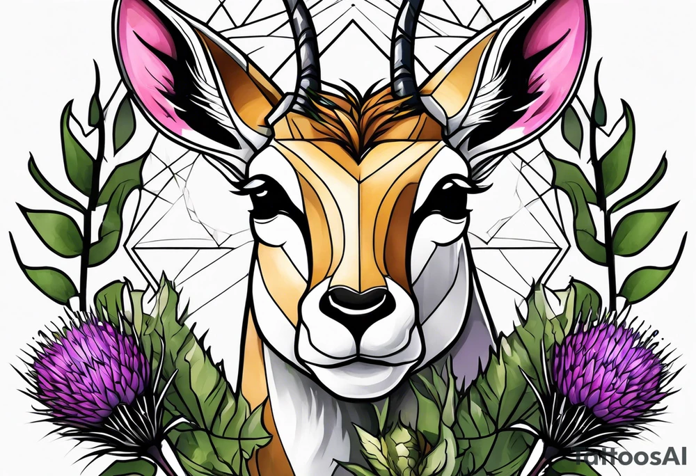 Springbok and scottish thistle tattoo idea