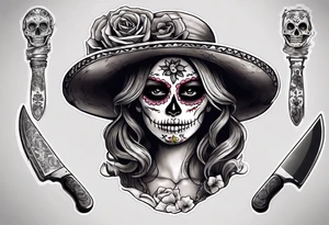 La catrina, cooking, day of the dead, knives tattoo idea