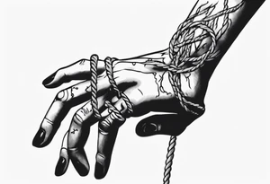 hand with a rope manipulating a human tattoo idea