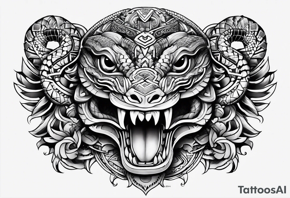 aztec kukulkan snake sleeve tattoo idea