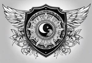 Protective shield with a sun and blond hair tattoo idea