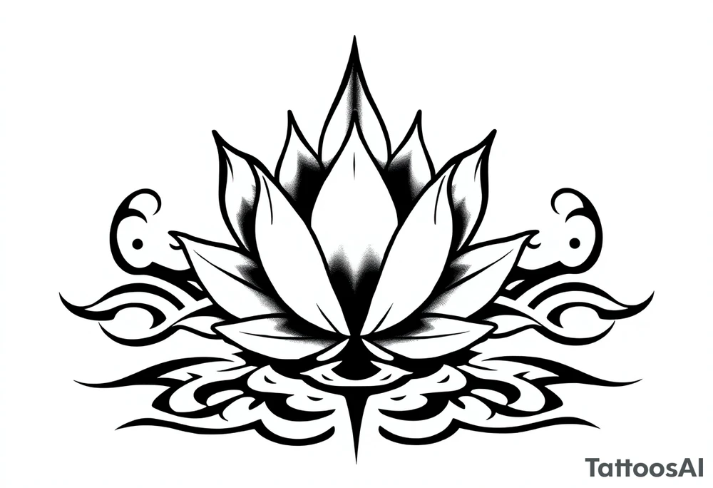 serene lotus flower emerging from sacred waters with ripples tattoo idea