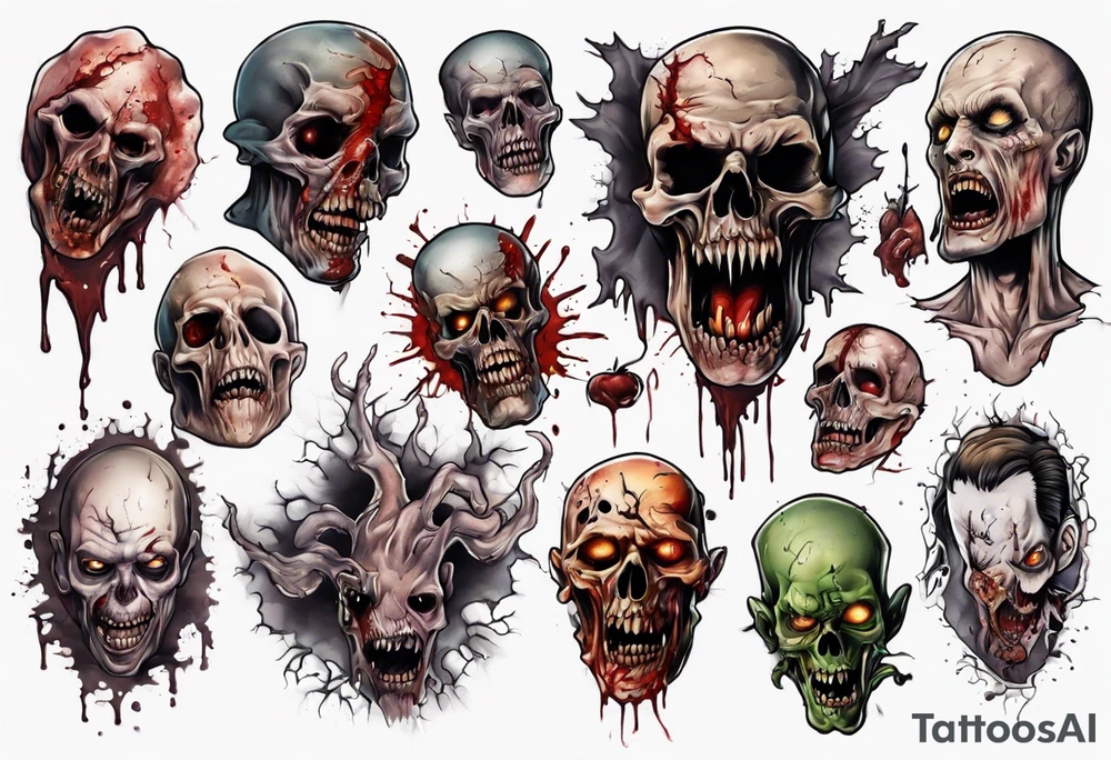 Gruesome horror scene tattoo idea