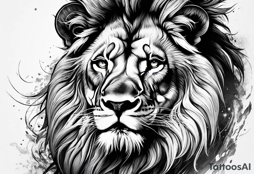powerful majestic lion, close-up tattoo idea