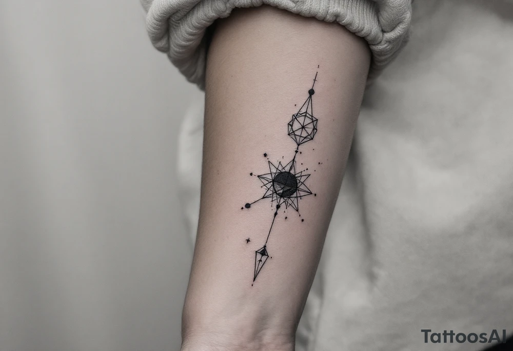 tatuaje conceptual que combine la naturaleza con la ciencia, que incluya muchas figuras geométricas tattoo idea