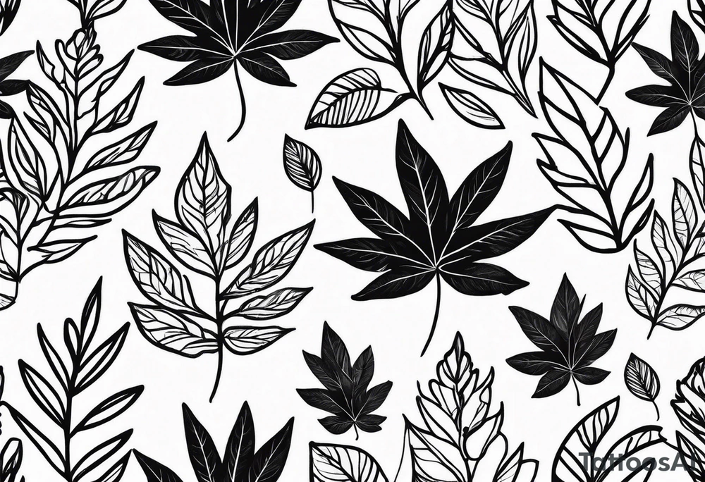 stylized leaves in simple, minimalist tattoo idea