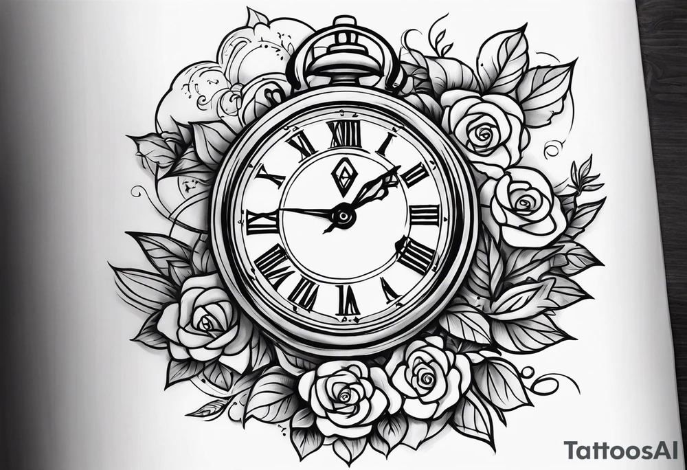 Time slipping away family sleeve tattoo idea