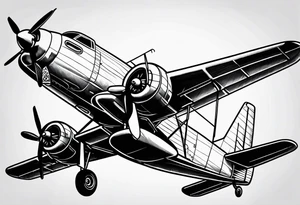 sketch of adventure plane in perspective from the bottom tattoo idea