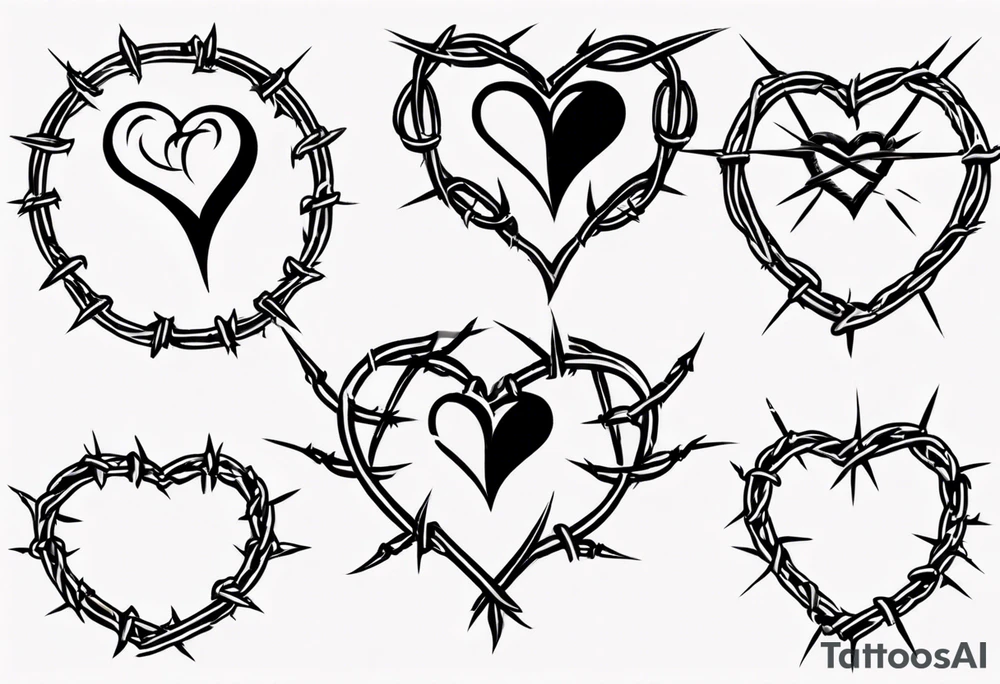 Simple Heart with barbed wire across centre tattoo idea