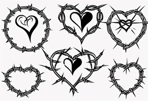 Simple Heart with barbed wire across centre tattoo idea