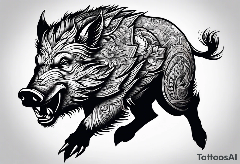 angry boar tattoo idea