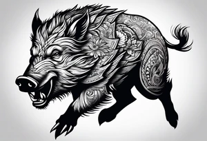 angry boar tattoo idea