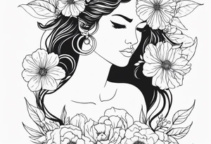 Gemini zodiac with flowers tattoo idea