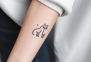 Minimalist Artemis symbolism including cat and mugwort tattoo idea