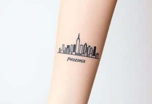 abstract, line drawing of the downtown phoenix arizona skyline tattoo idea