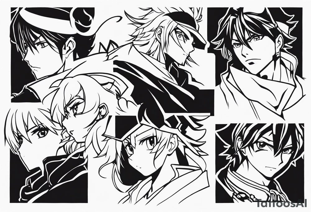 A bunch of anime related pieces for a sleeve tattoo idea