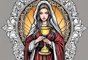 Female saint  holding a chalice tattoo idea
