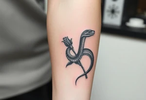 powerful majestic snake wrapped around rose stem tattoo idea