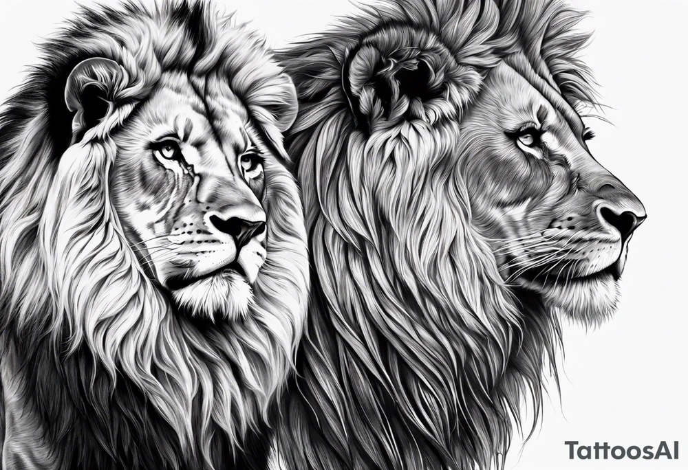 lion and lioness with no mane tattoo idea