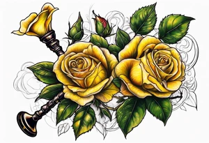 Yellow rose bagpipes tattoo idea