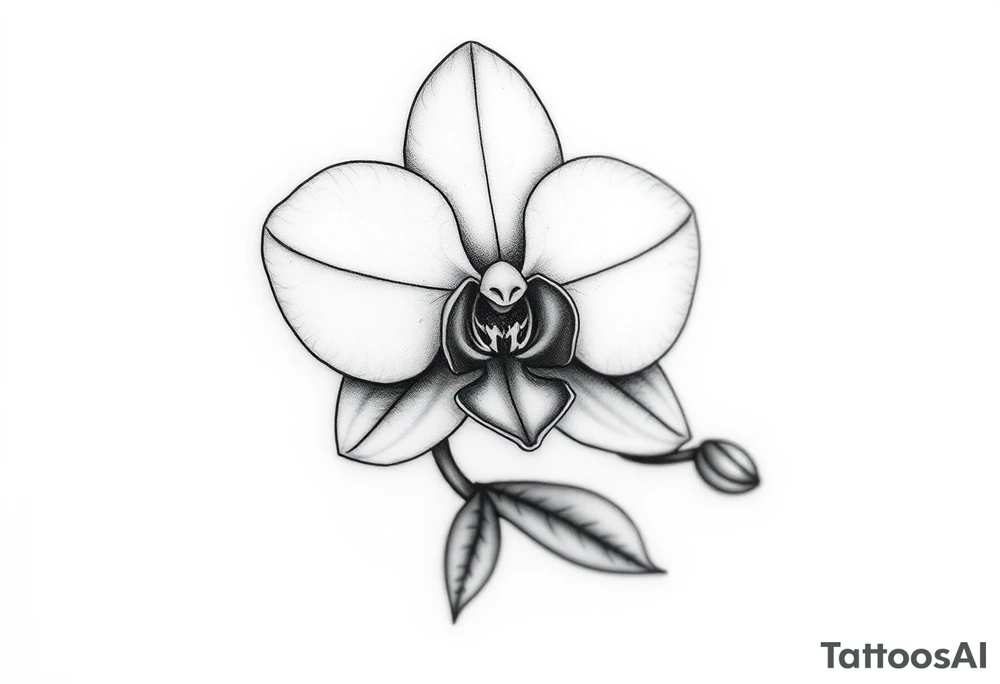 orchid with leavs tattoo idea