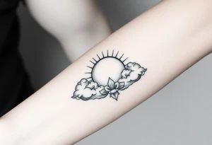 Julie Forever with clouds sun and moon tattoo idea