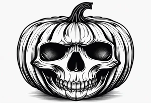 Carved pumpkin with skeletons kissing tattoo idea