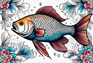 Constellation, animal fish carp kaoi, snowflake tattoo idea