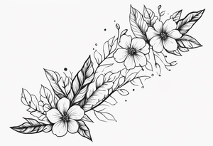 leaves around the forearm with flowers tattoo idea
