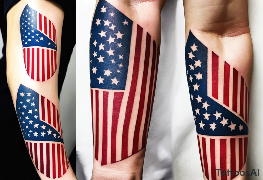 American patriotic forearm tattoo that includes the American flag, the phrase "We The People" tattoo idea