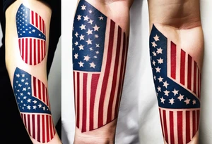 American patriotic forearm tattoo that includes the American flag, the phrase "We The People" tattoo idea