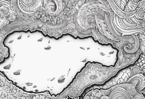 Hawaiian islands map paisley tattoo idea