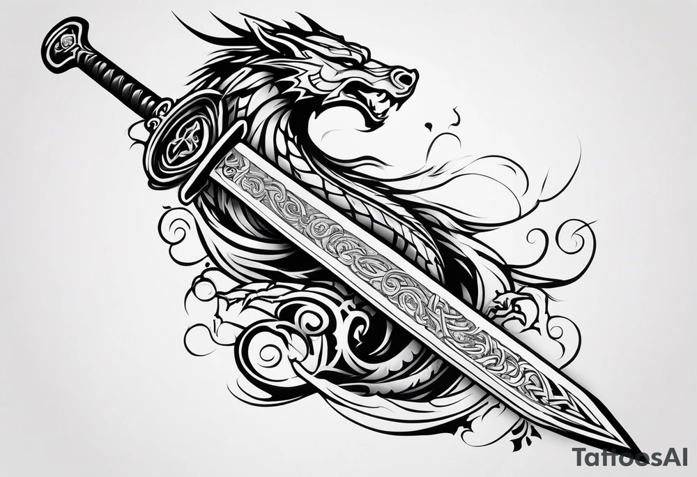 Valhalla  dragon sword tattoo idea
