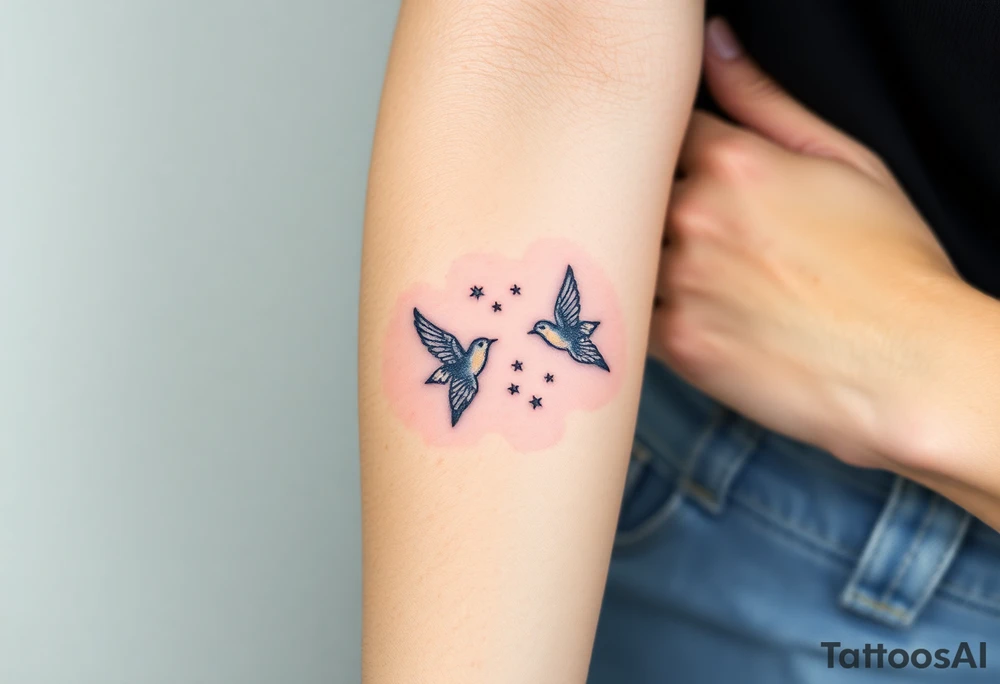birds flying too the stars tattoo idea