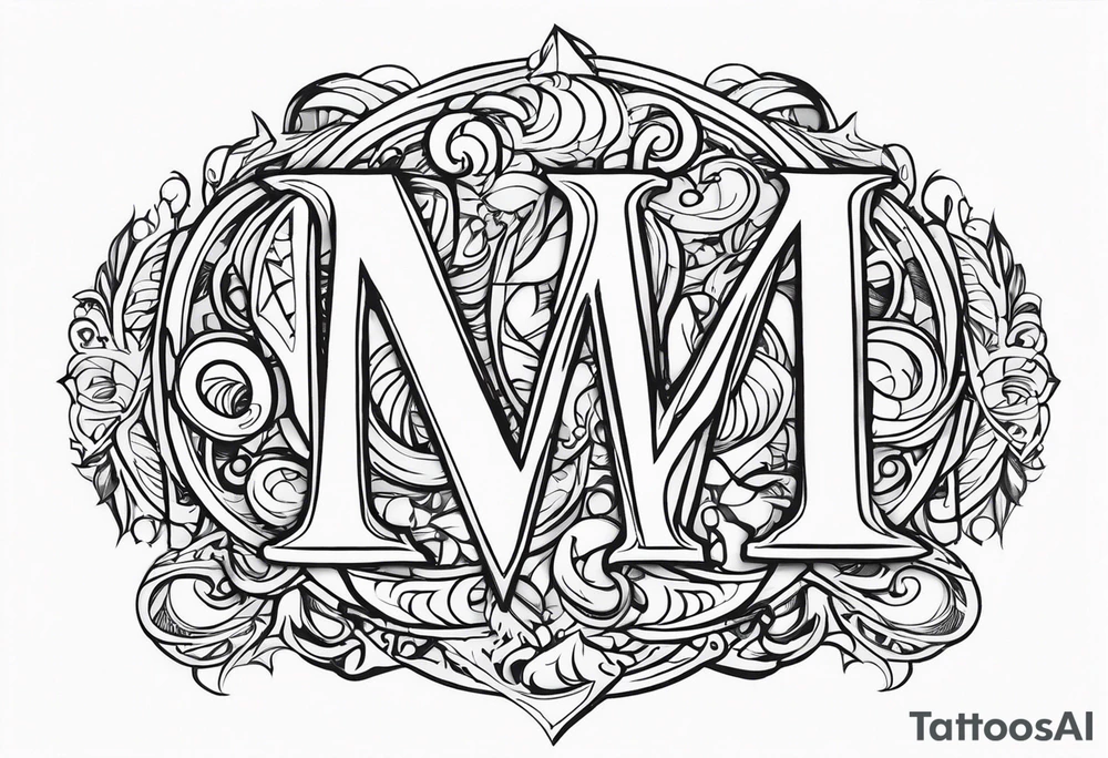 Draw the initials M.H. M.E.  accompanied by the writing simul in aeternum tattoo idea